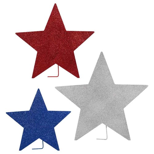 Americana Glittered Standing Stars Set/3 - Picture 1 of 3