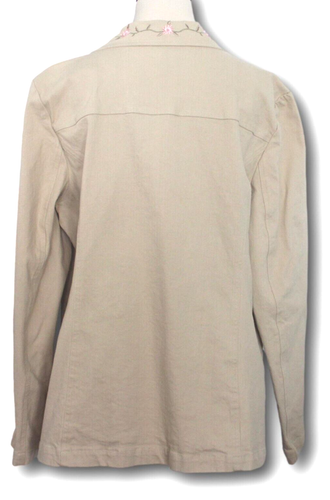 DENIM & Co (XL) A33226 Stretch Denim Crop Pant & 3 Button Blazer Khaki LN - Picture 4 of 8