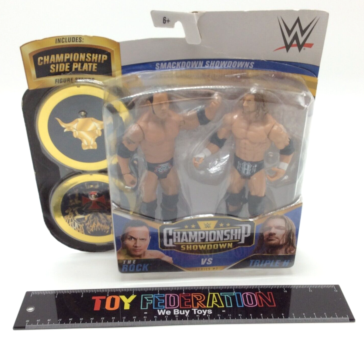 Mattel WWE Championship Showdown THE ROCK Vs TRIPLE H Action 