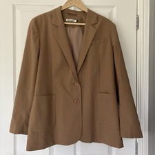 Baukjen Jacket 18 Camel Single Breasted Collar Pockets Shoulder Pads Buttons