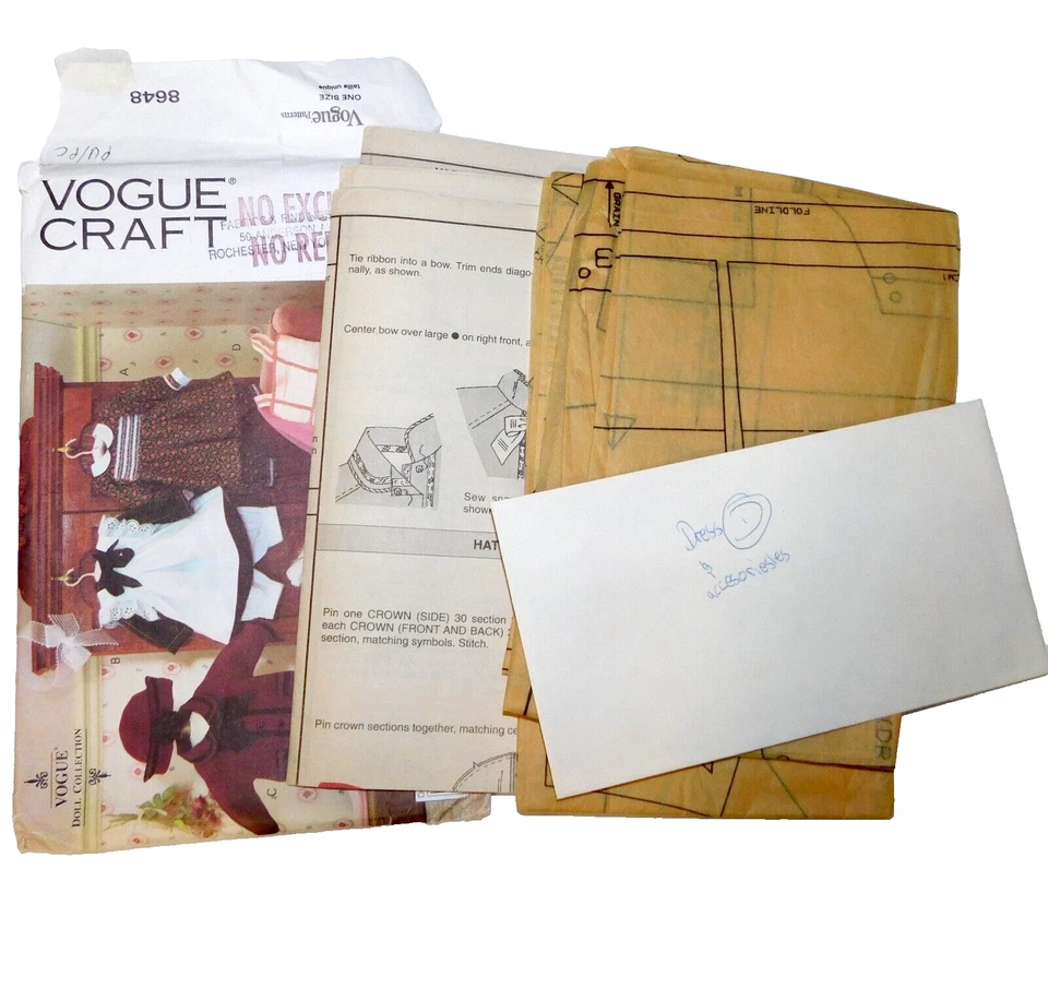 Vogue Craft 8648 Outfits 18 in. Dolls American Girl Vintage 1993 By Linda Carr - Image 4 of 4