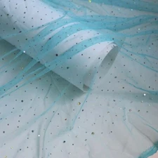 By Yard Glitter Sequined Netting Soft Mesh Lace Fabric Paillettes Material