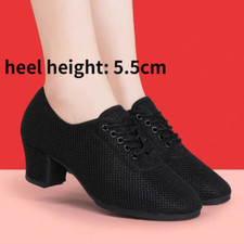 Lady Ballroom Mesh Dancing Shoes 3.5/5.5cm Heel Soft Sole Latin Salsa Breathable