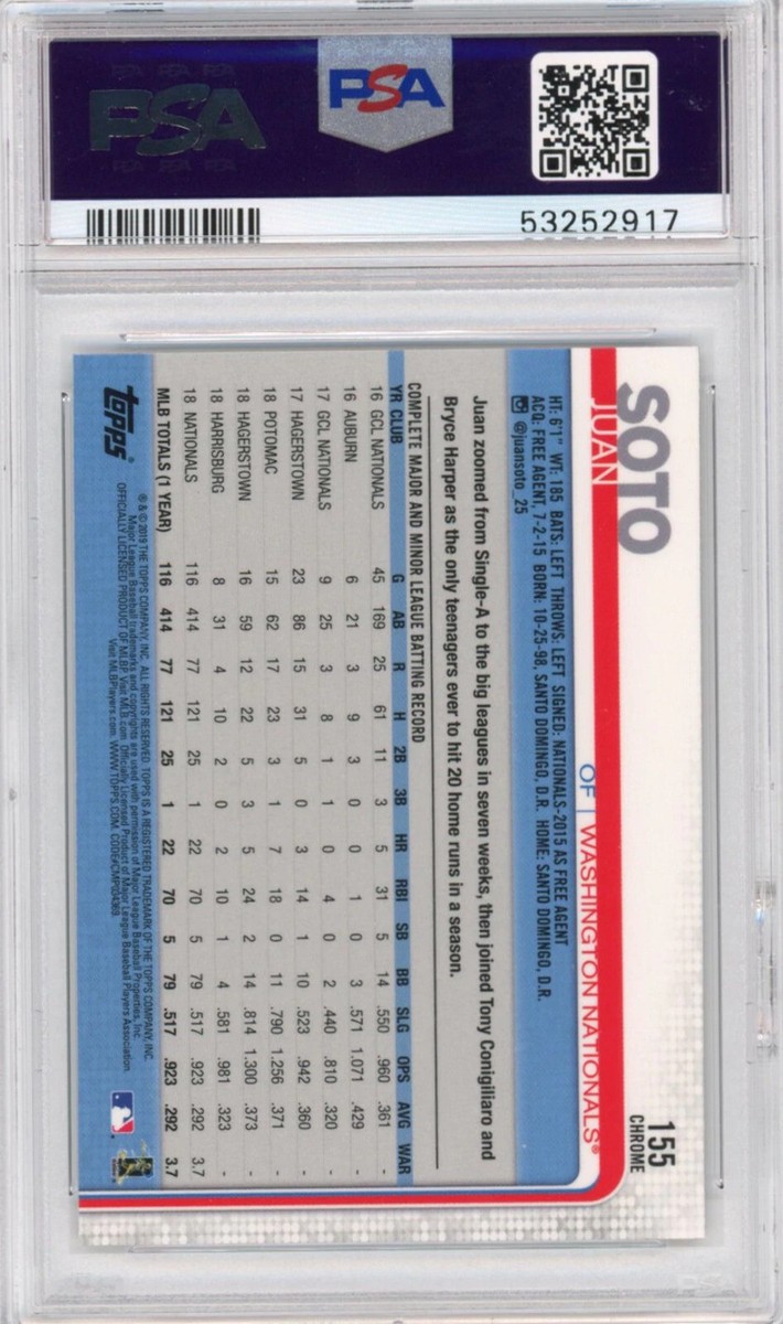 その他 Juan Soto auto psa10 topps Juan Soto Autographed 2022 Topps Chrome Card #129 New York