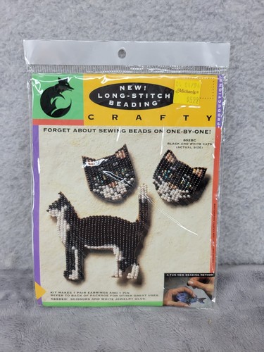 Long-Stitch Beading from Crafty Black & White Cat Makes A Earrings & 1 Pin