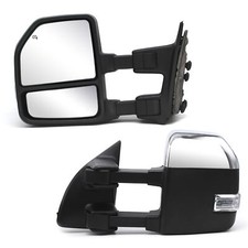 Pair Tow Mirrors For 99-2016 Ford F250-f550 Super Duty Manual Lhrh Chrome Pair Tow Mirrors For 99-2016 Ford F250-f550 Super Duty Manual Lhrh Chrome