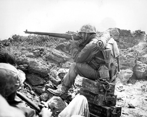 American Marine Aiming M1 Garand on Iwo Jima 1945 Photo | eBay