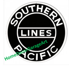 Southern Pacific Lines Railway Railroad Aged Metal Sign Train Room Garage Art