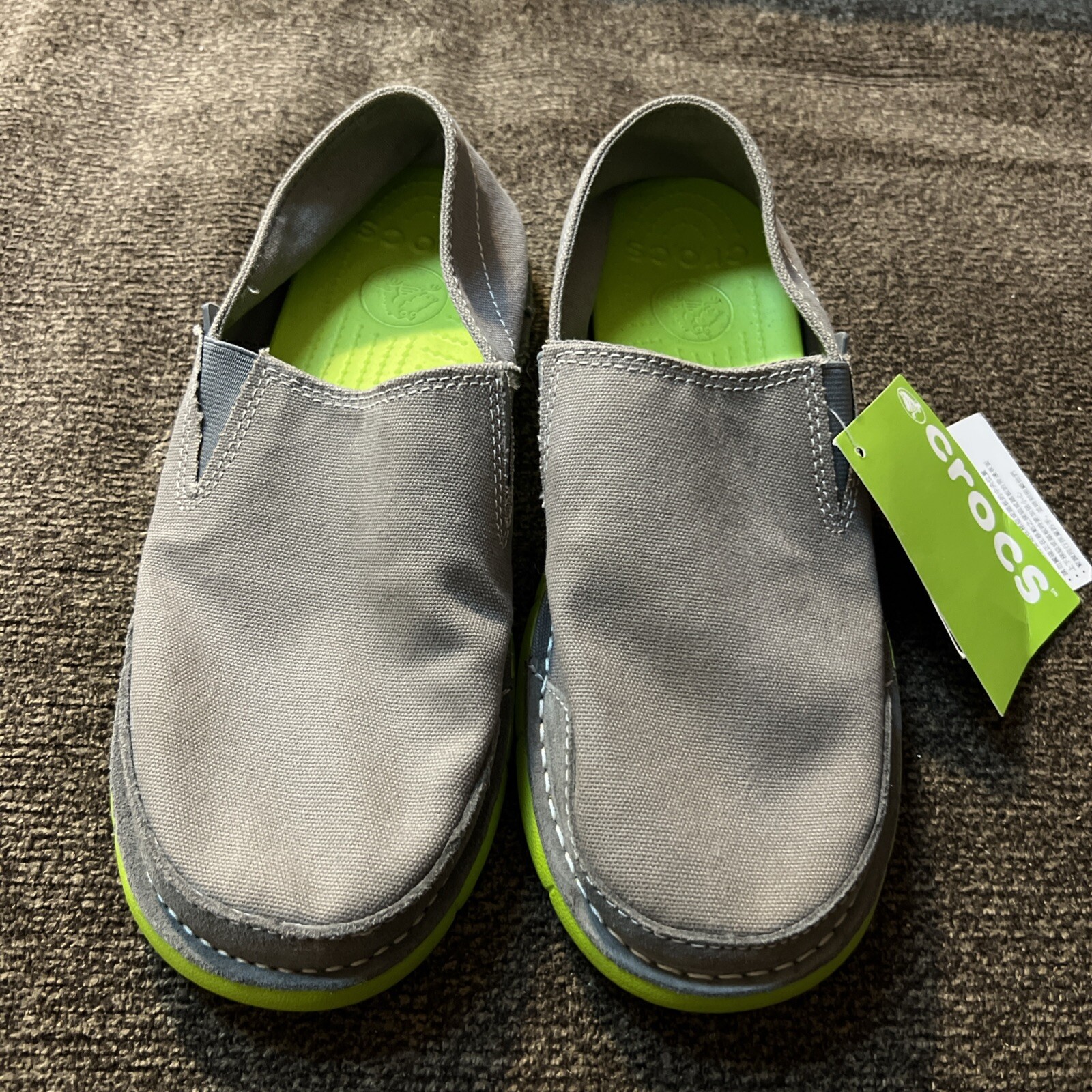 Crocs Cabo Loafer Charcoal Volt Green Relaxed Fit Men's Size 7 BNWT-image