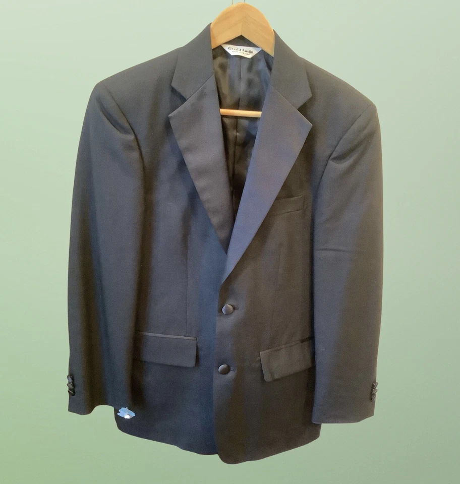 Gerald Austin Tuxedo Formal Black Suit Boys Tuxedo Sz 39 Reg Shirt Sz 15.5 - Image 2 of 4