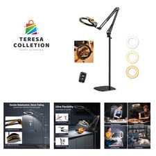Ring Light with Stand Overhead Phone Mount Holder,10  Ring Light Tripod for i...