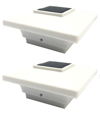 Solar Post Cap Deck Light 4x4 White Low Profile 4 SMD LEDs Sun (2 Pack) PL251 