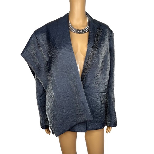 Kasper Viscose Nylon Blend Metallic Beaded Pant Suit Size 20W Ash Cocktail 2PC