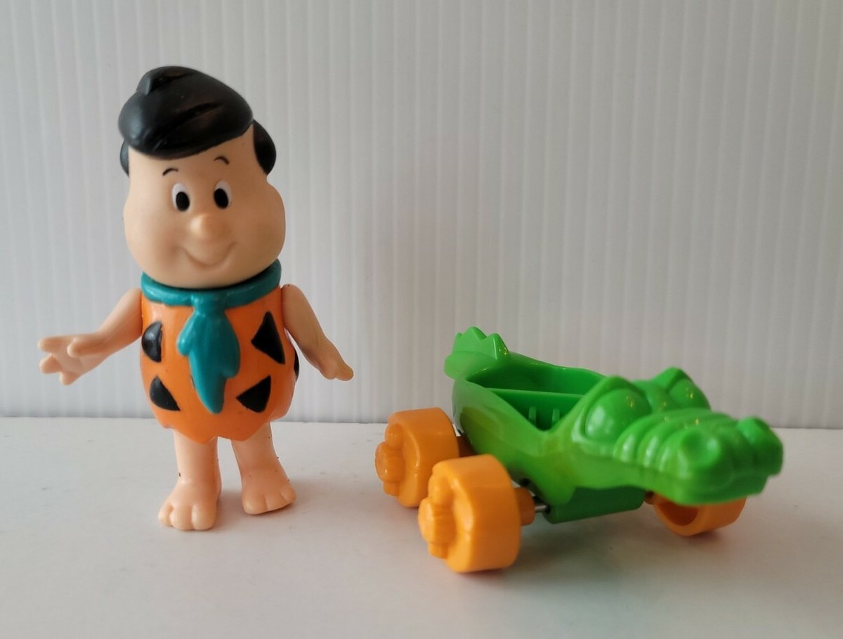 Vintage Flintstone Kids Fred with Alligator Vehicle 3.25