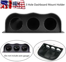 Car Triple Dash Gauge Meter Pod 3 Hole Dashboard Mount Holder Carbon Fiber 52mm