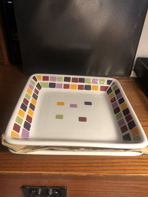 2 Pampered Chef Simple Additions  7" Square Salad Plate Set, #2066 New In Box