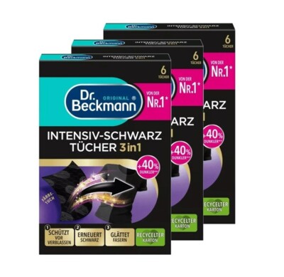 Dr. Beckmann Black Sheet   Color Revive Sheets for Dark Laundry (6sheets x 3set)