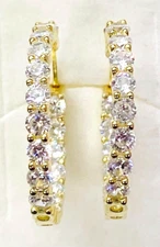 Absolute 14K Gold Clad Sterling Simulated Diamond Inside-Outside Hoop Earrings