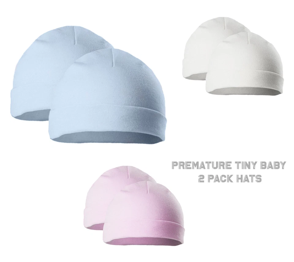 SOFT TOUCH Premature Tiny Baby Pack of 2 Hat Soft Tiny Baby Boys Girls Beanie Hat PRH3
