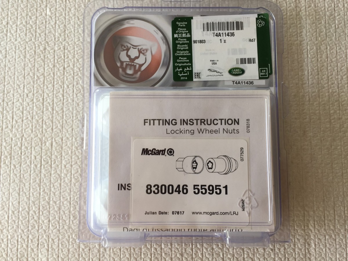 GENUINE JAGUAR F-PACE LOCKING WHEEL NUT SET CHROME NEW - LOCK NUTS  