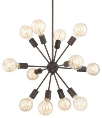 Modern Matte Black Finish Brass Atomic Sputnik Chandelier 12 Arms light fixtures