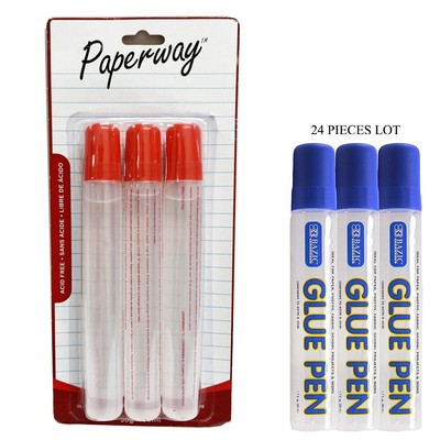 24 Pack Multi Purpose Glue Pen Permanent Washable Clear Dries Non Toxic Adhesive