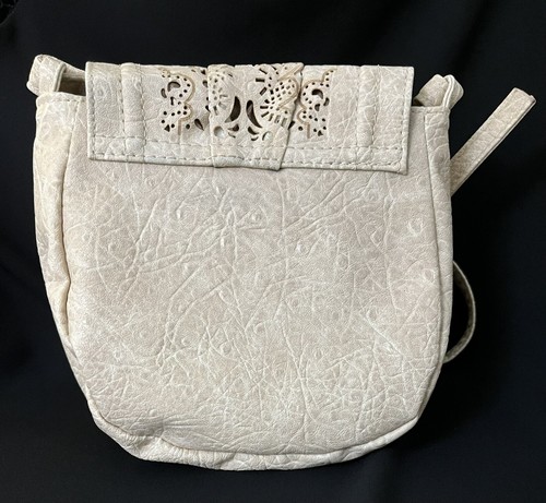 Big Buddha Cute Small BOHO Handbag Purse Faux Leather Etched-Out Floral Pattern - Picture 5 of 8