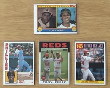 1983, 1984, & 1986 Topps - TONY PEREZ - BASEBALL CARD LOT of 4, Reds, HOF