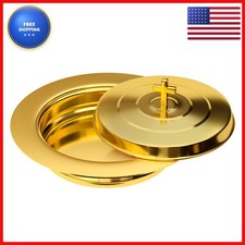KWDOBUUS Gold Holy Communion Bread Tray with Lid for Churches, 1 Plate