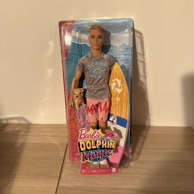 Barbie Dolphin Magic Ken Doll With Dog, Surfboard And Accessories