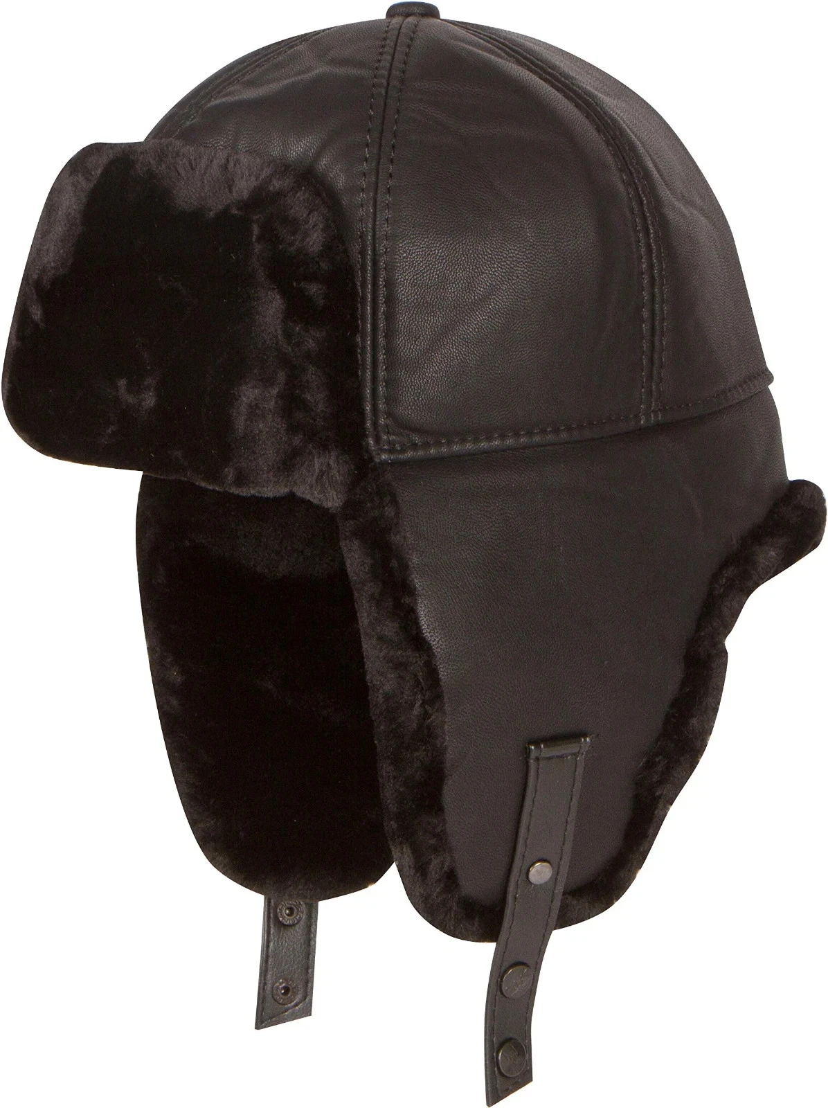 Sakkas Faux Leather Mink Fur Aviator Russian Ushanka Hat Strap- M (Minor Defect)