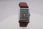 Vintage Seiko Slim Quartz Green Dial Men's Wrist Watch with Light Brown Strap