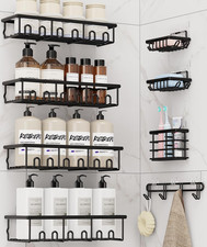 8 Pack Adhesive Rustproof Shower Caddy with Soap Dishes, Toothbrush Holder Hoo