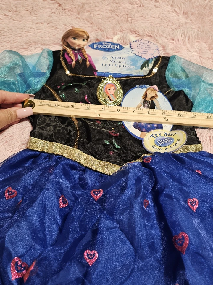 Vestido Iluminado Musical Disney Frozen Anna Talla 4-6X, parte musical no funciona Foto 2 de 4