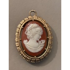 Unbranded Cameo Pendant Women OS Gold Orange Victorian Revival Ornate