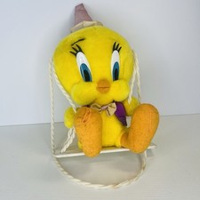 Six Flags Theme Park Looney Tunes Tweety Bird On Swing Hanging Plush 1999 12in