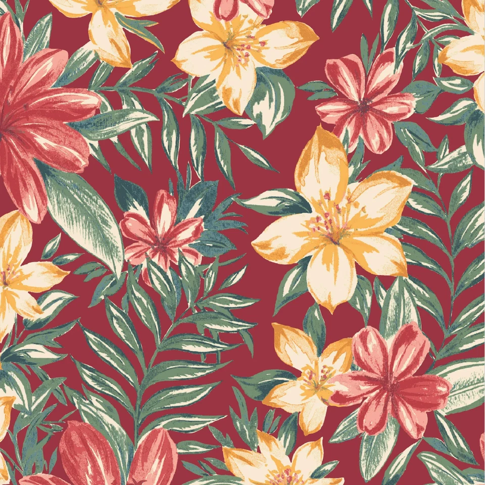 Juego de cojines de asiento profundo ARDEN Ruby Clarissa Tropical para exteriores - rojo 24 W x 24 pulgadas de profundidad Foto 4 de 4