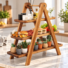 3-Tier Wooden Serving Tray Cupcake Display Stand Farmhouse Party Wedding Decor