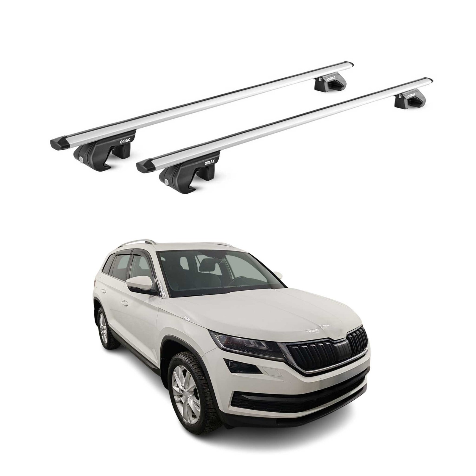 Barres de toit pour Skoda Kodiaq idéales pour coffre de toit et départs en vacances en famille
