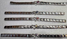 Colored CZ Heart Italian Charm Bracelet Jewelry 5 Piece Lot Brand New Ruby