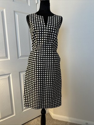 JCrew Black And White Bold Grid Pattern Dress Size 0T. Perfect For Work