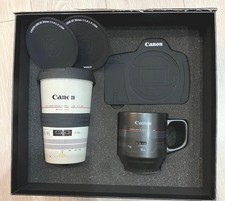 Unused Canon Camera Lens Mug Cup  Coaster Premium Gift Box Set Tumbler