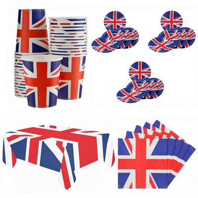 12-Pack Union Jack Hand Flags - 21x14cm With Poles, For VE Day, Street Parties, Royal Events