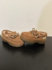 NORTY Suede Leather Fur Lined Moccasin Slippers in Chestnut Toddler BOYS 5