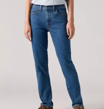 New Levi's 28x28 Premium 724 High Rise Straight Stretch Mosey Stone Medium Wash