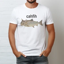 Cahfih Misspelled Fish Meme Cah Fih Catfish Funny Cat Fish T-Shirt