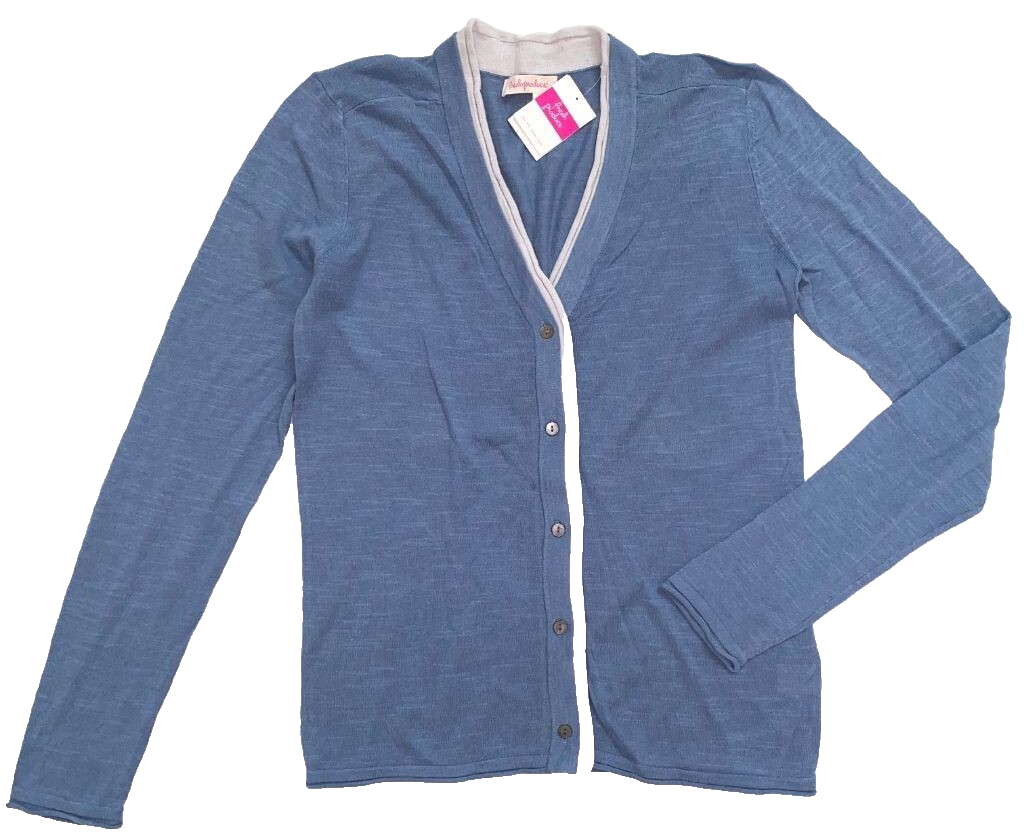 Fresh Small Deep Dive Blue Piper Button Cardigan Top NWT New S $69