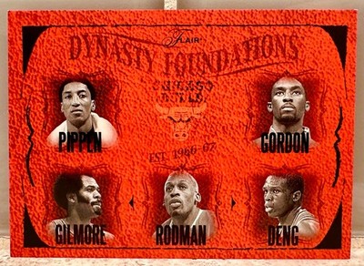 JERSEY NUMBER MATCH! 2004 Flair Dynasty Foundations Dennis Rodman 91/500! BULLS!