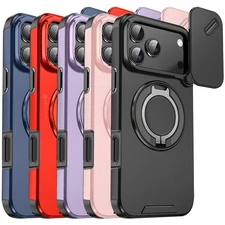 For iPhone 17 Pro Max/17 Air Hybrid Case Rotating Stand and Privacy Camera Cover
