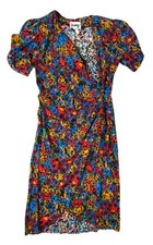 Vintage Visions California Wrap Dress Womens Small All Over Floral Classic Party